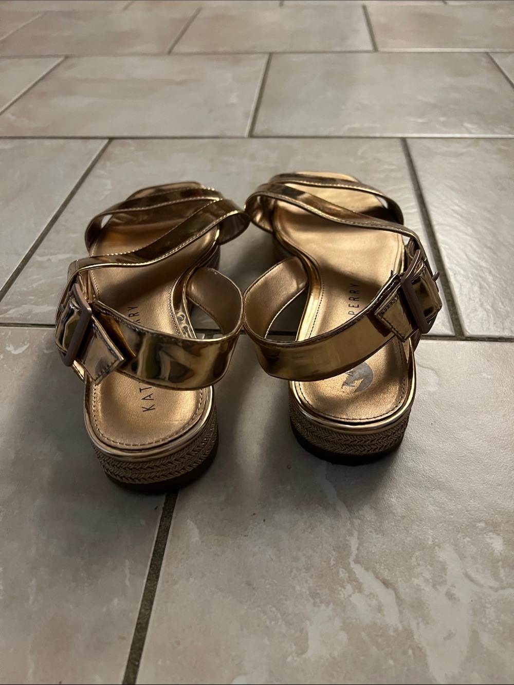 Katy Perry Metallic Gold Slingback Sandals - Women's - Picture 3 of 3